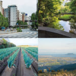 （左上）南麻布の風景　（右上）有栖川記念公園　（左下）九十九里浜に面する千葉県山武市　（右下）北海道北斗市