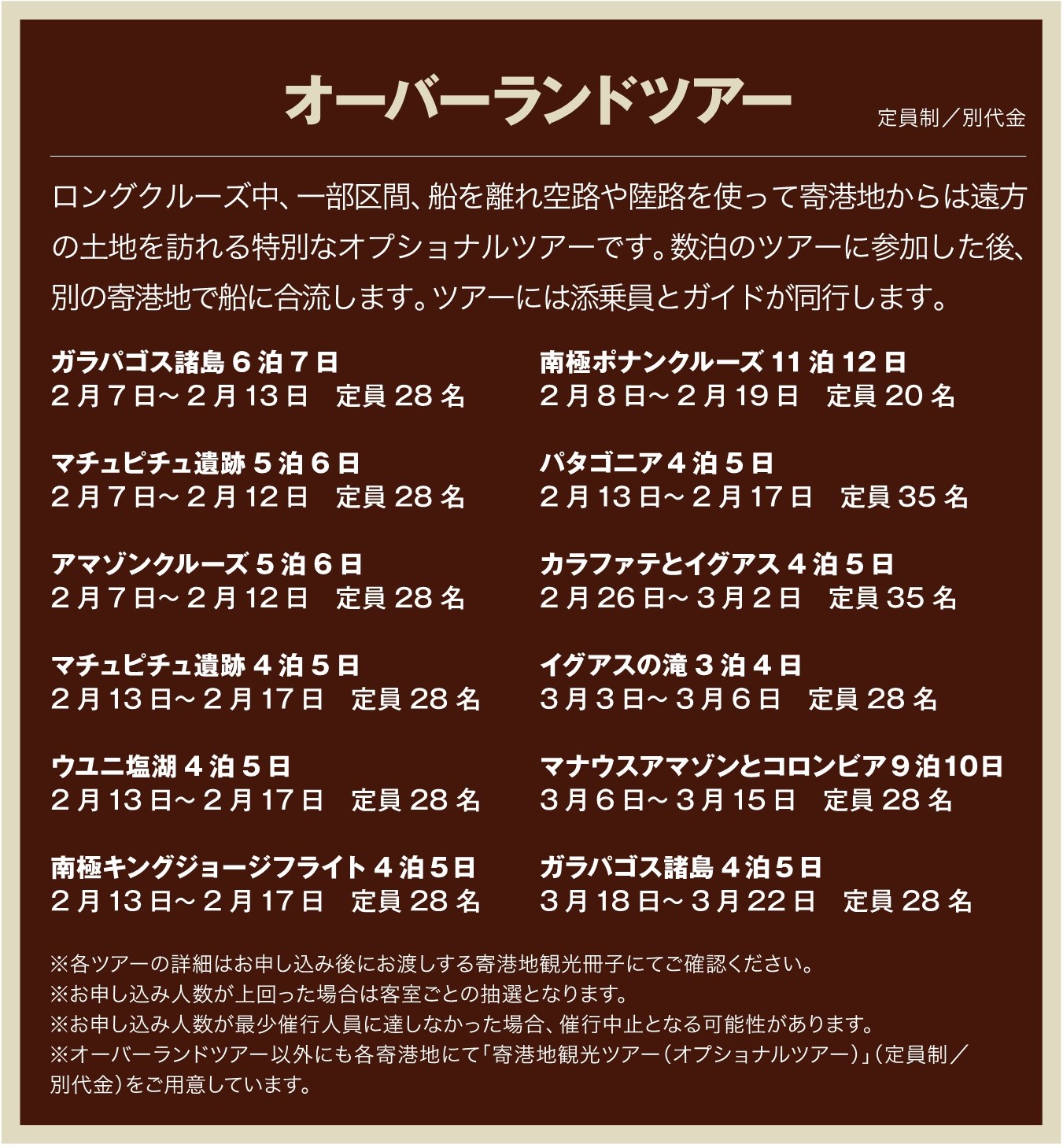 南米周遊、その歓喜のドラマ、JTBクルーズ全船貸切